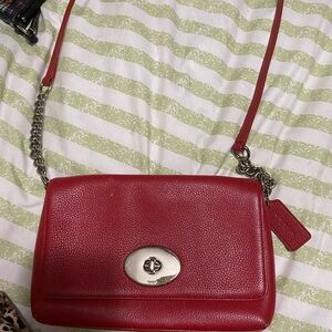 Red Leather Coach  Shoulder Bag